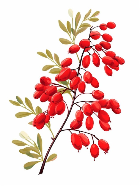 Фото Рисунок ветви с красными ягодами