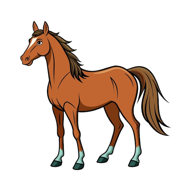 Фото Рисунок коричневого коня с коричневой гривой и коричневым хвостом