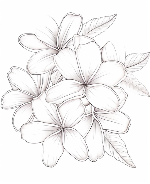 写真 白い背景に葉が付いている花束の絵