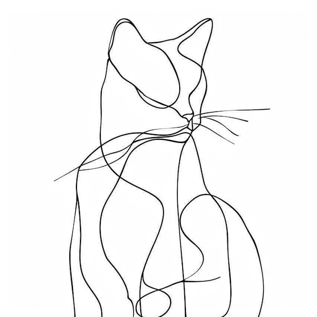 Фото Рисунок кошки, сидящей на белой поверхности