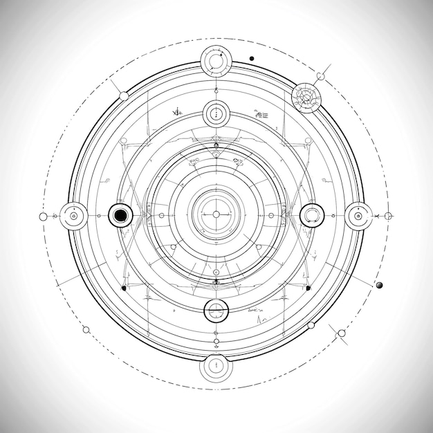Фото Рисунок круглого объекта с кругами и линиями