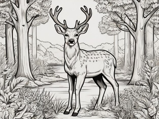 写真 その上に鹿が描かれた鹿の絵