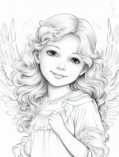 Фото Рисунок девушки с ангельскими крыльями.