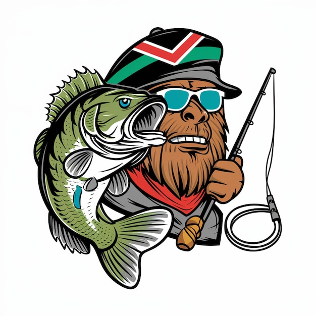 사진 남자 와 물고기 의 그림