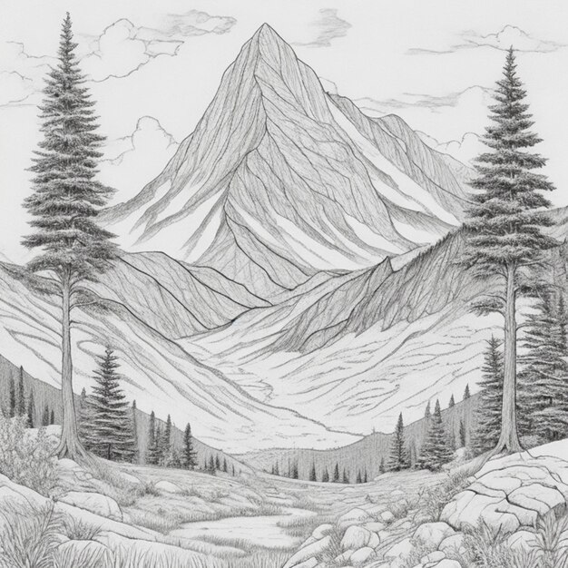 写真 背景に木や山が描かれている山の絵絵本の概要