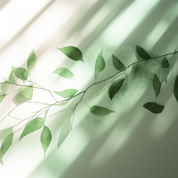 사진 녹색 잎이 있는 식물 그림 그림자 수채화 그림