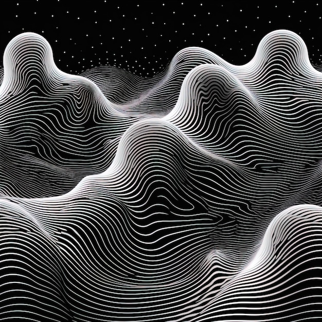 Фото Рисунок волны на белом фоне с черно-белым рисунком