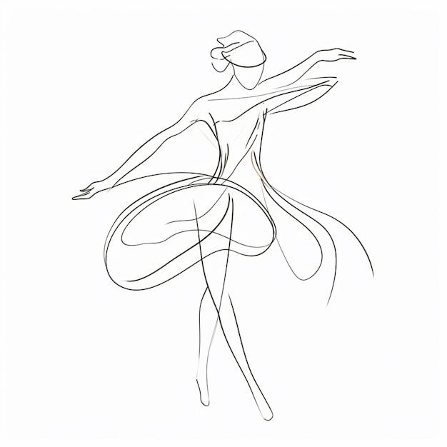 Фото Рисунок женщины в платье танцует генеративный ай