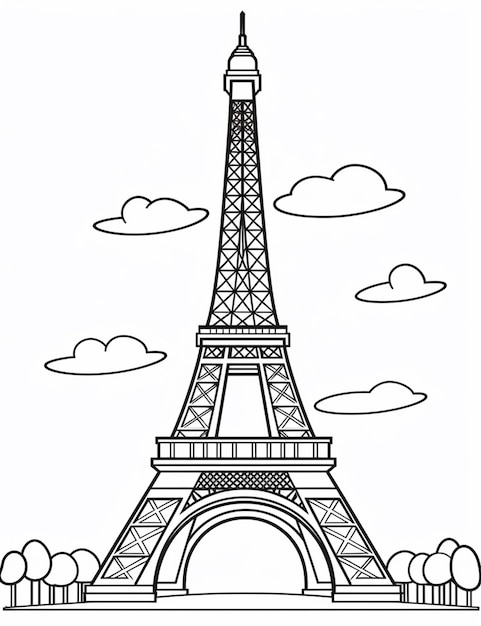 Фото Рисунок эйфелевой башни в париже генеративный ai