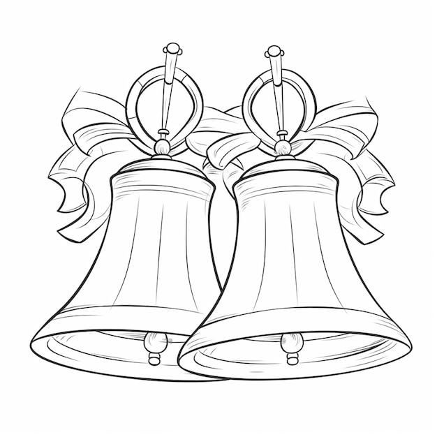 Фото Рисунок двух колокольчиков с бантиками и генеративным луком ai