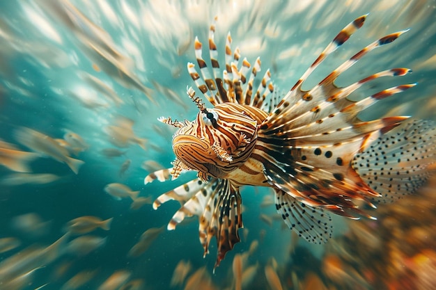 Фото Динамическое изображение рыбы-лева, проходящей через генеративный ай