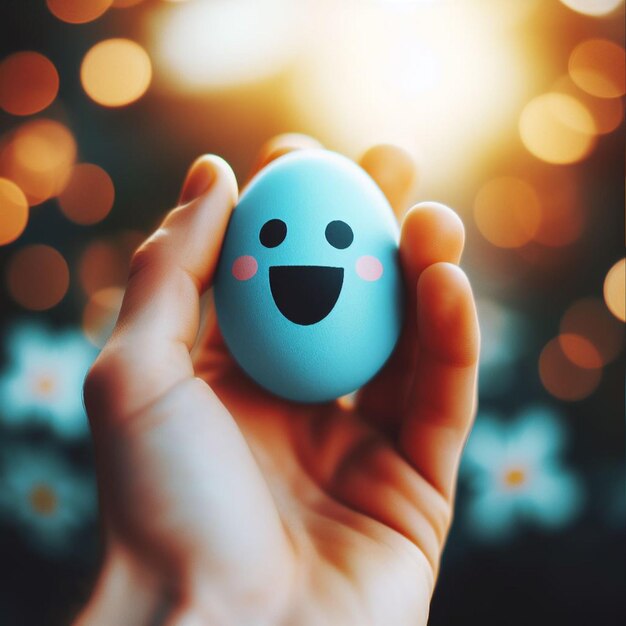 Фото Пасхальное яйцо, держащееся или бросаемое в воздух