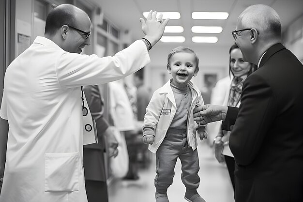 Photo a_family_is_at_the_hospital_meeting_a_doctor