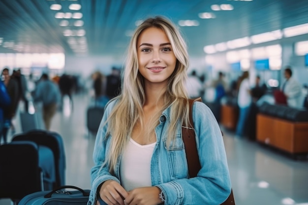 写真 空港での家族旅行者のセルフィー