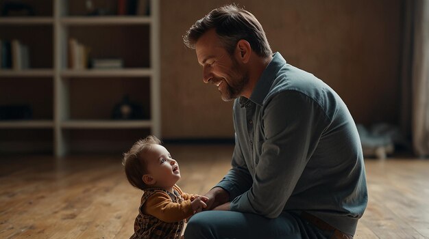 写真 父親が子供と遊んでいます