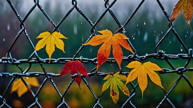 Фото Забор с листьями, которые на нем