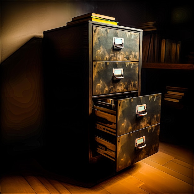 Фото Картотечный шкаф на темном фоне