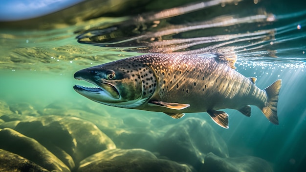 写真 背景に魚と水中の魚