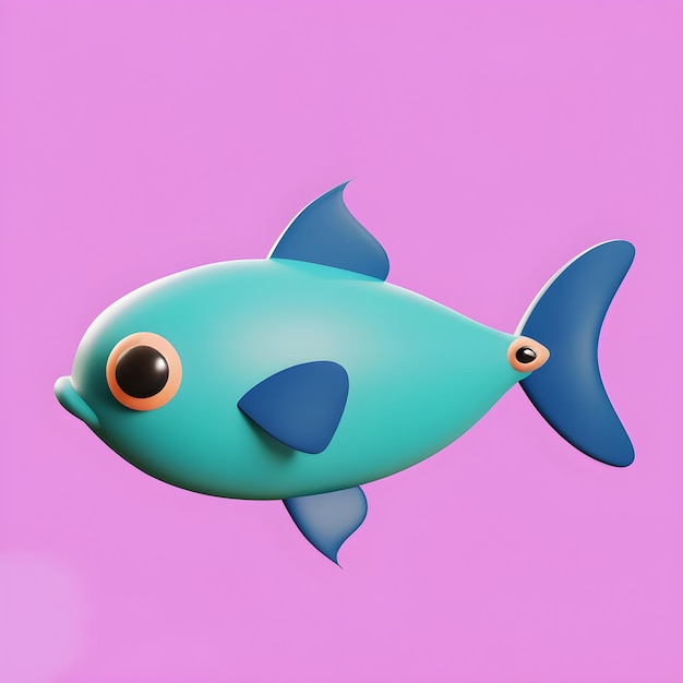 사진 눈과 눈이 있는 물고기 장난감은 분홍색 바탕에 있습니다.