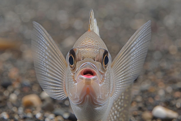 Фото a fish with a pink tongue is standing up