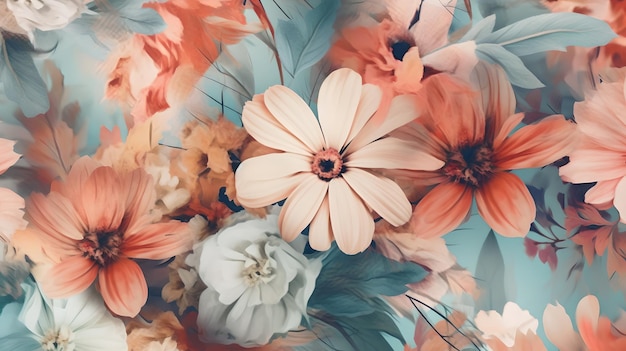 Фото Цветочный фон с цветком и синим фоном