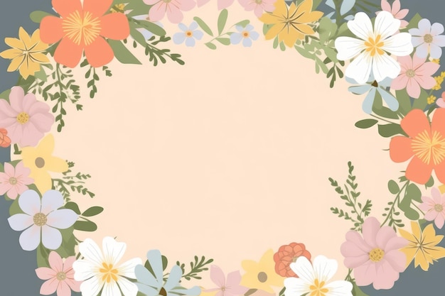 사진 중앙에 꽃무늬가 있는 꽃 프레임.