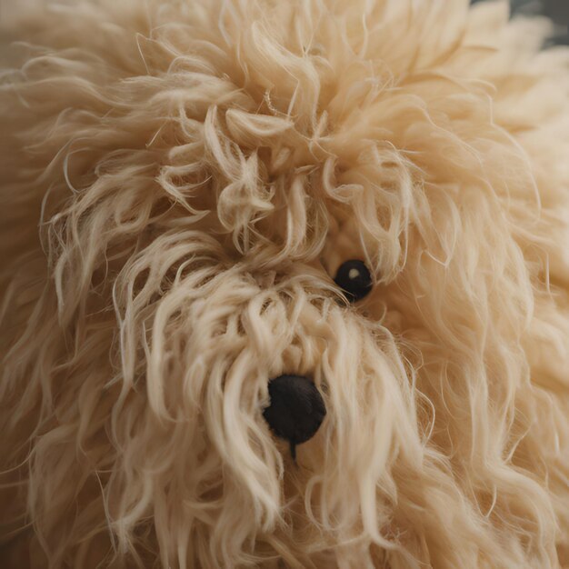 写真 黒い鼻と黒い鼻を持つふわふわした犬