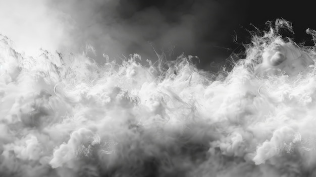 写真 黒と白の霧煙雲または空の背景黒と白で恐ろしい霧抽象的な方法で自然の風景を示す水平の背景
