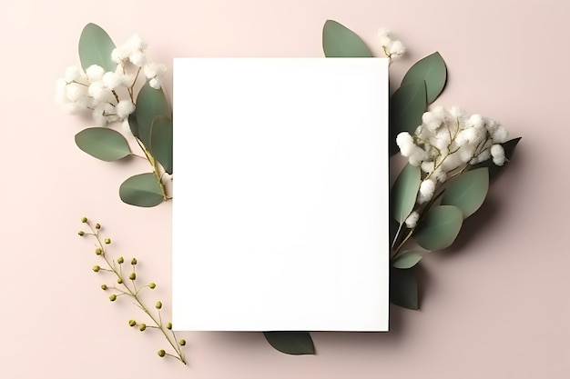 写真 白い境界線を持つ白い花のフレーム付きの絵