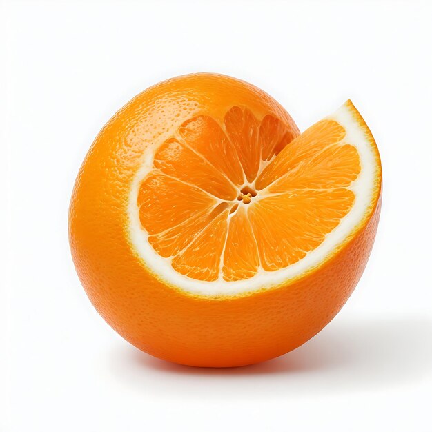 Фото Свежий сочный зрелый кусочек апельсина на белом фоне