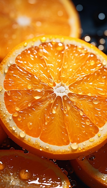 写真 新鮮なオレンジフルーツの写真と映画的なウォータースプラッシュ