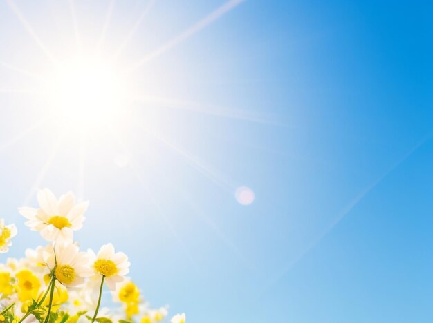 写真 開花の美しさと新鮮な春の青い晴れた空の背景