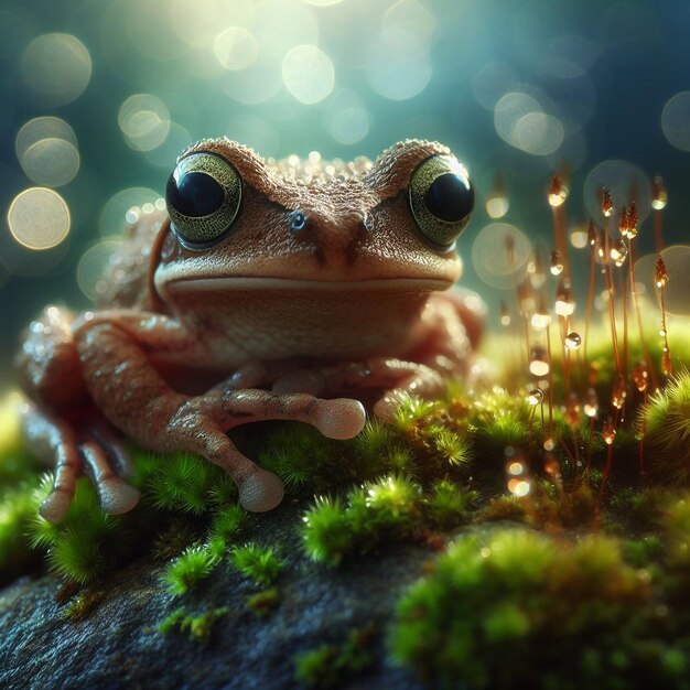 写真 岩の上に座っているカエル