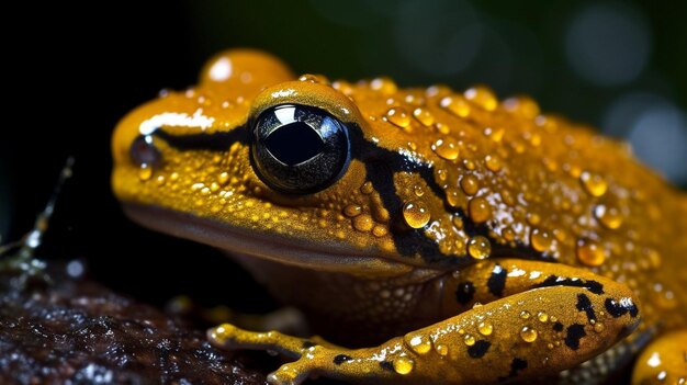 写真 黒の背景を持つカエル