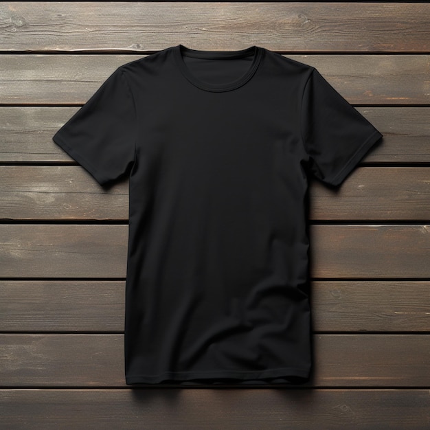 Фото Полностью черный пустой макет футболки с темной фоновой структурой