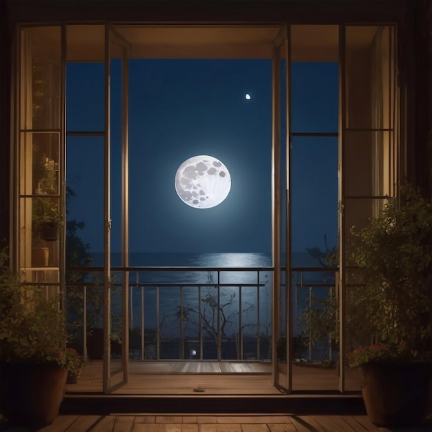 Photo a_full_moon_from_a_balcony