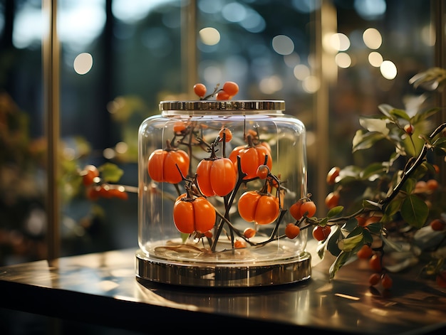 Фото Подарок от природы большой стеклянный ящик с лучшими фруктами и овощами природы