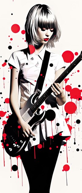 Фото Девушка с гитарой, на которой написано 