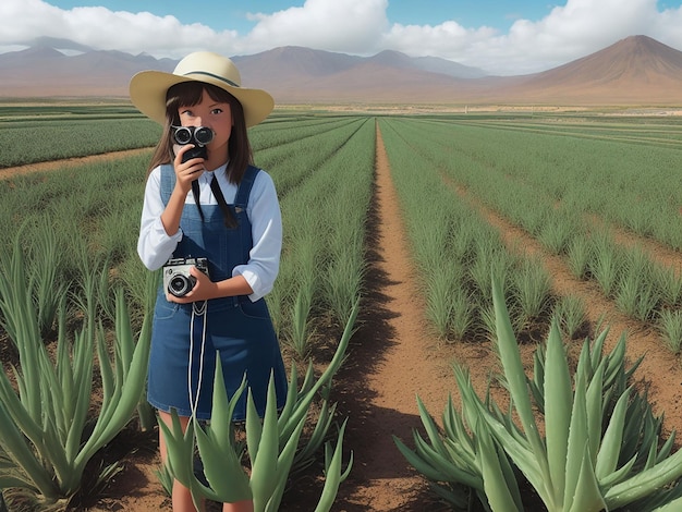 写真 カメラを持った女の子