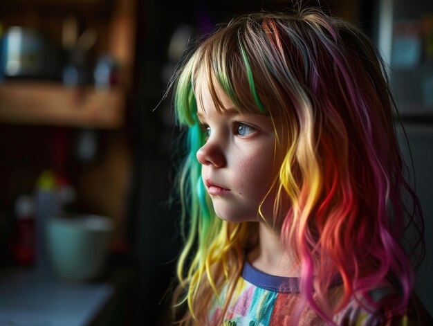 Фото Девушка с разноцветными волосами