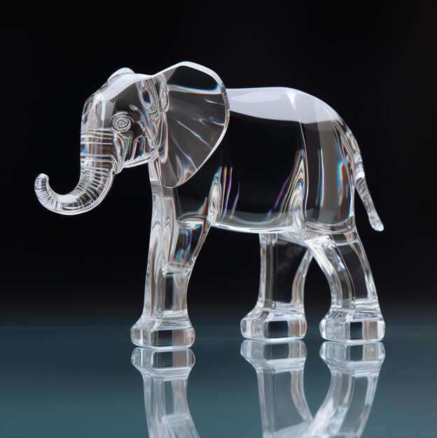 Фото Стеклянный слон с бивнем, на котором написано «а».