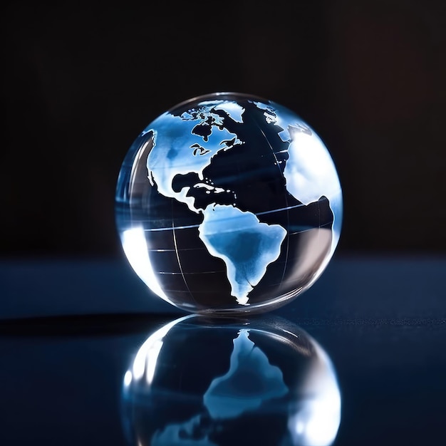 写真 アフリカ大陸が描かれたガラスの地球儀。
