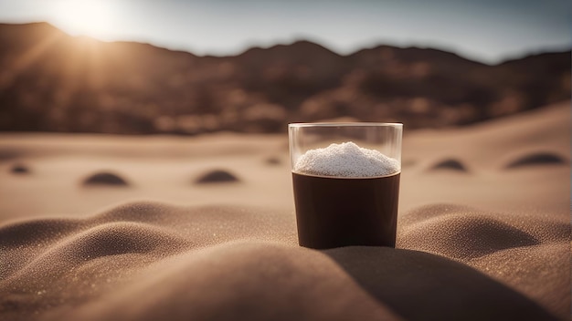 사진 사막에서 커피 한 잔 선택적 초점 자연
