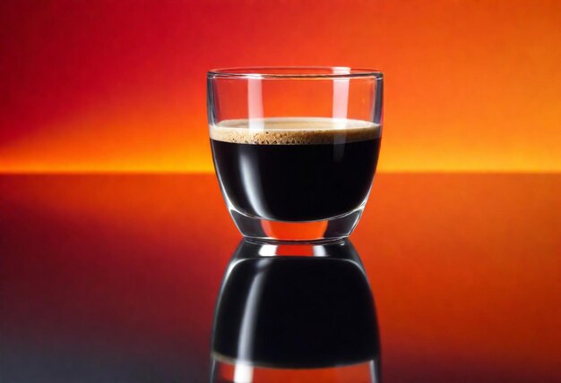 写真 a glass of coffee with a cup of coffee on a table