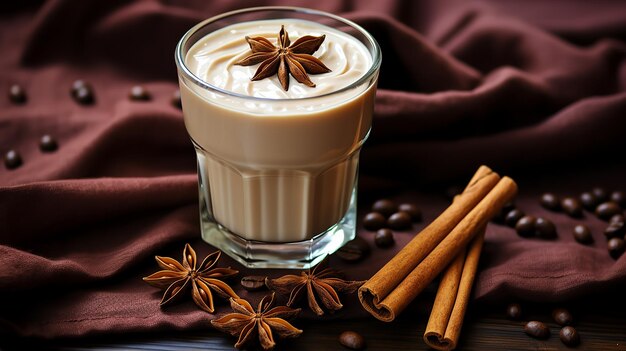 Foto un_bicchiere_di_chai_latte_iced_con_un_bastoncino_di_cannella_e