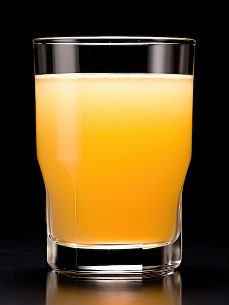 写真 オレンジジュースのグラスがテーブルの上に座っている