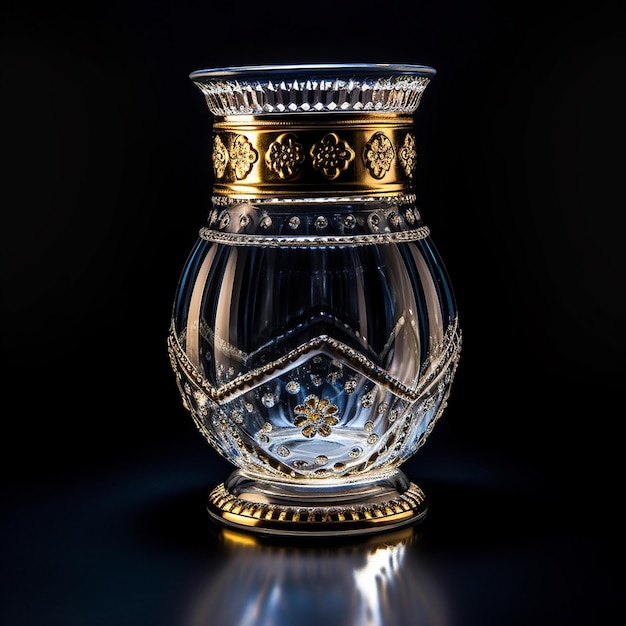 Фото Стеклянная ваза с золотым узором