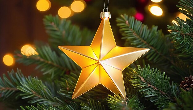 写真 輝く星 の 装飾 が 活気 の ある クリスマス の 背景 を 照らし て い ます