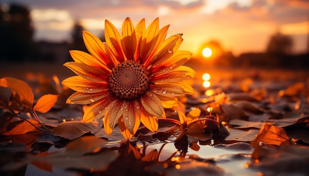 写真 草原の輝く日<unk>は,人工知能によって生成された秋の鮮やかな色を反映しています.