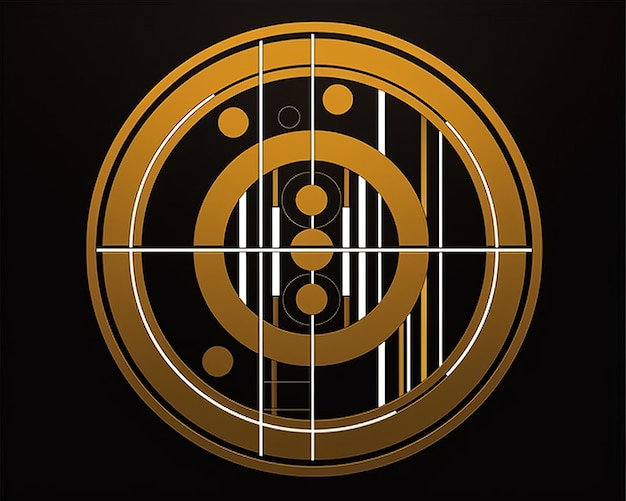Фото Золотой и черный логотип с мишенью в центре